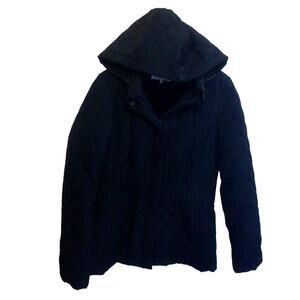 CALVIN KLEIN Black Hooded Quilted Puffer Style Jacket Coat Size Medium